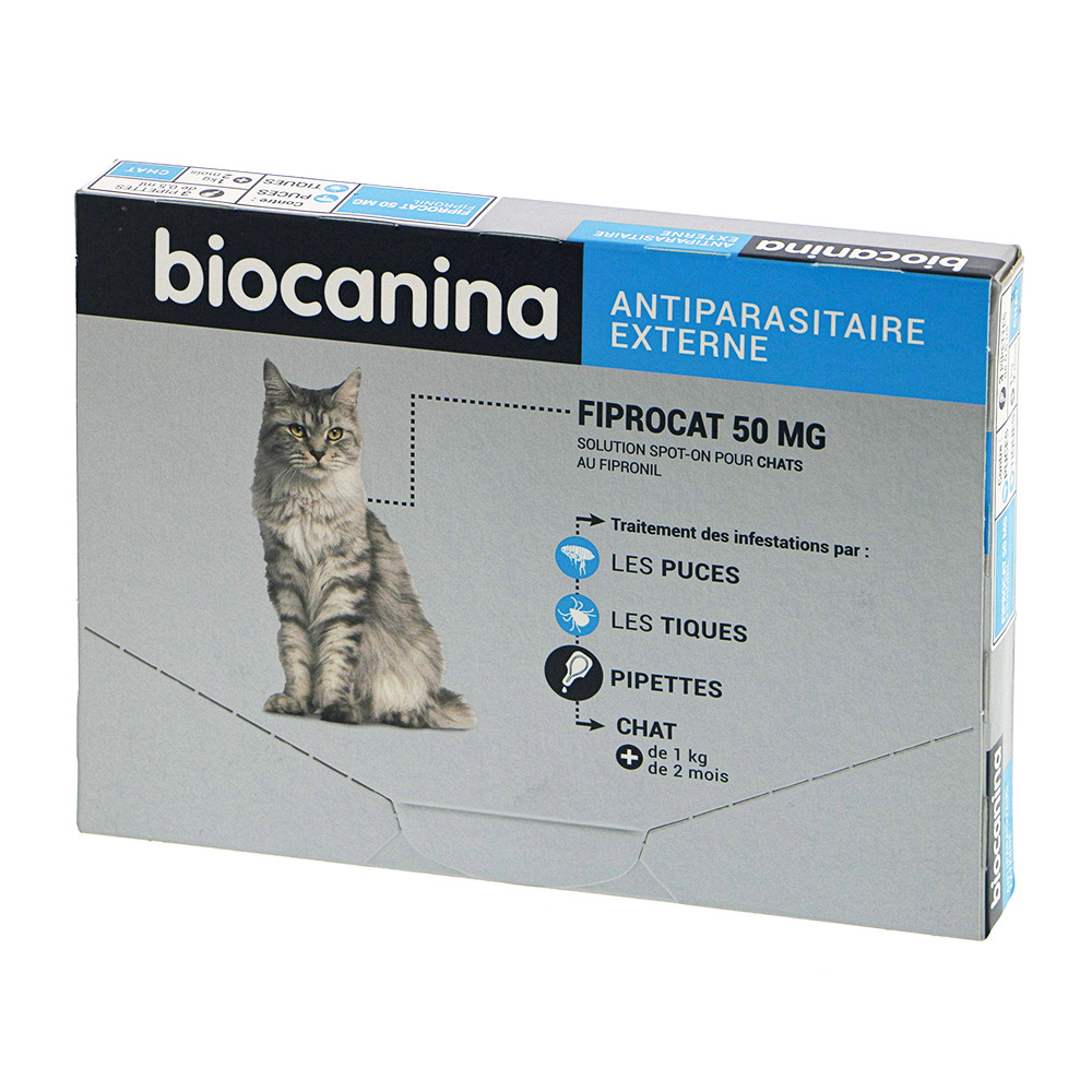 Fiprocat 50 Mg Chat Spot On Pipette Insecticide Contre Tiques Et Puces