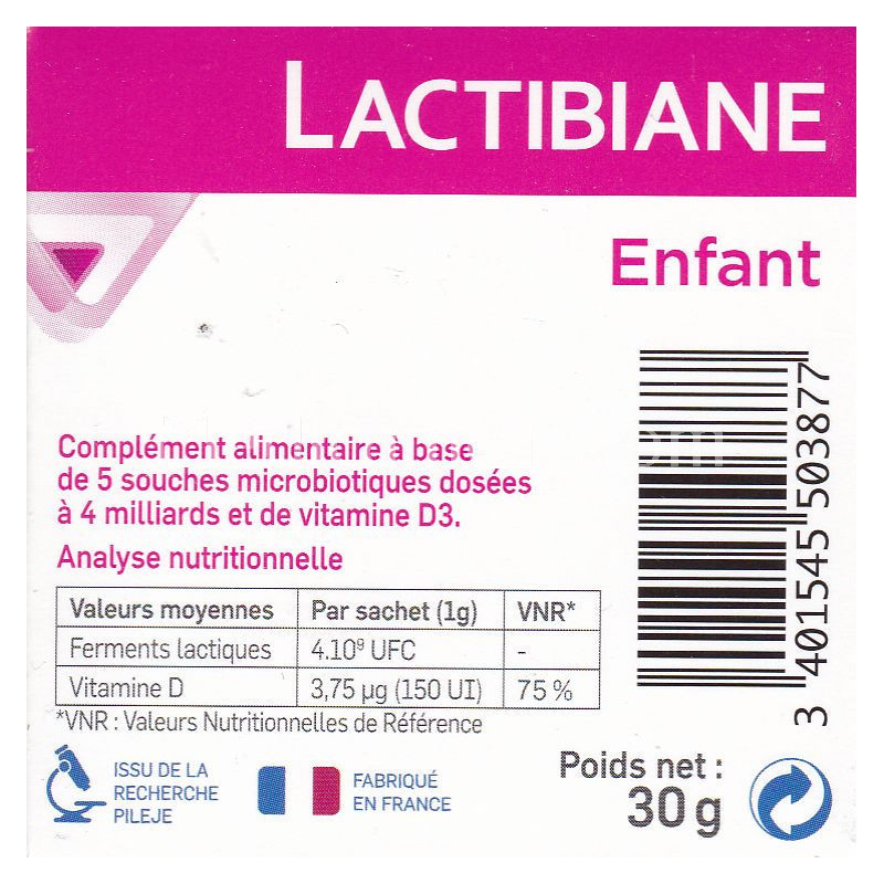 Pileje Lactibiane enfant - Probiotiques - 10 sachets de 1g