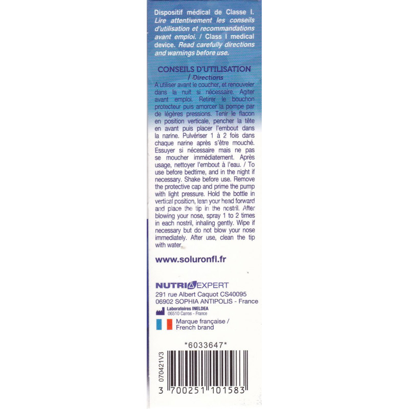 Soluronfl' Spray nasal anti-ronflement Nutri Expert