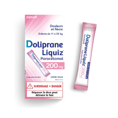 Doliprane Liquiz 200 mg Suspension buvable en sachet stick