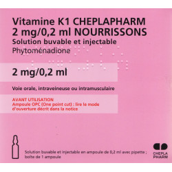 Vitamine K1 CHEPLAPHARM 2 mg / 0,2 ml Nourrissons Ampoule x1