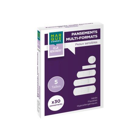 Pansements multiformats peau sensible x30 Marque conseil