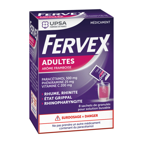 FERVEX Adultes Etat Grippal 8 Sachets Framboise