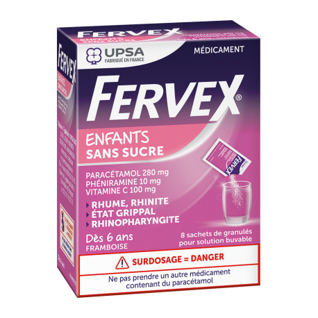 FERVEX Etat Grippal Enfants dès 6 ans Sachets Arôme Framboise