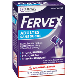 FERVEX Adultes Sans sucre Etat grippal 8 Sachets