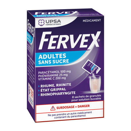 FERVEX Adultes Sans sucre Etat grippal 8 Sachets