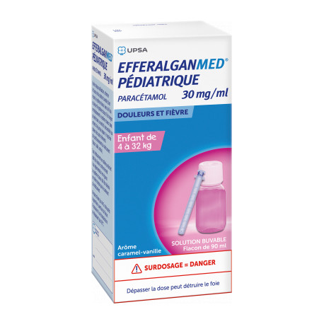 Efferalganmed Pédiatrique 30mg/ml Solution buvable 90ml ancien arôme caramel-vanille