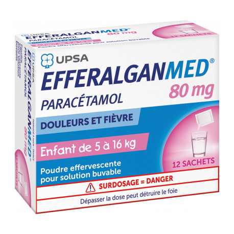 EfferalganMed 80 mg 12 Sachets Poudre effervescente pour solution buvable