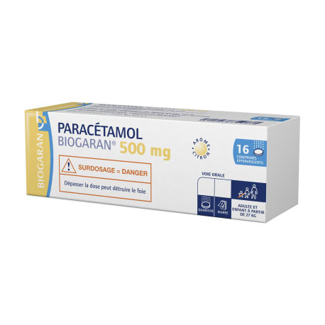 Paracétamol 500 mg 16 Comprimés effervescents Biogaran