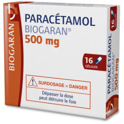 Paracétamol 500 mg 16 Gélules Biogaran blister