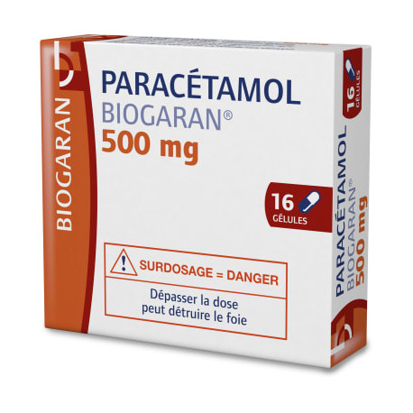 Paracétamol 500 mg 16 Gélules Biogaran blister