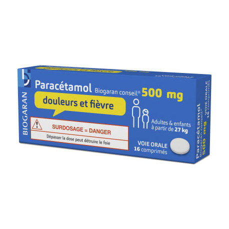 Paracétamol 500 mg 16 Comprimés Biogaran Conseil